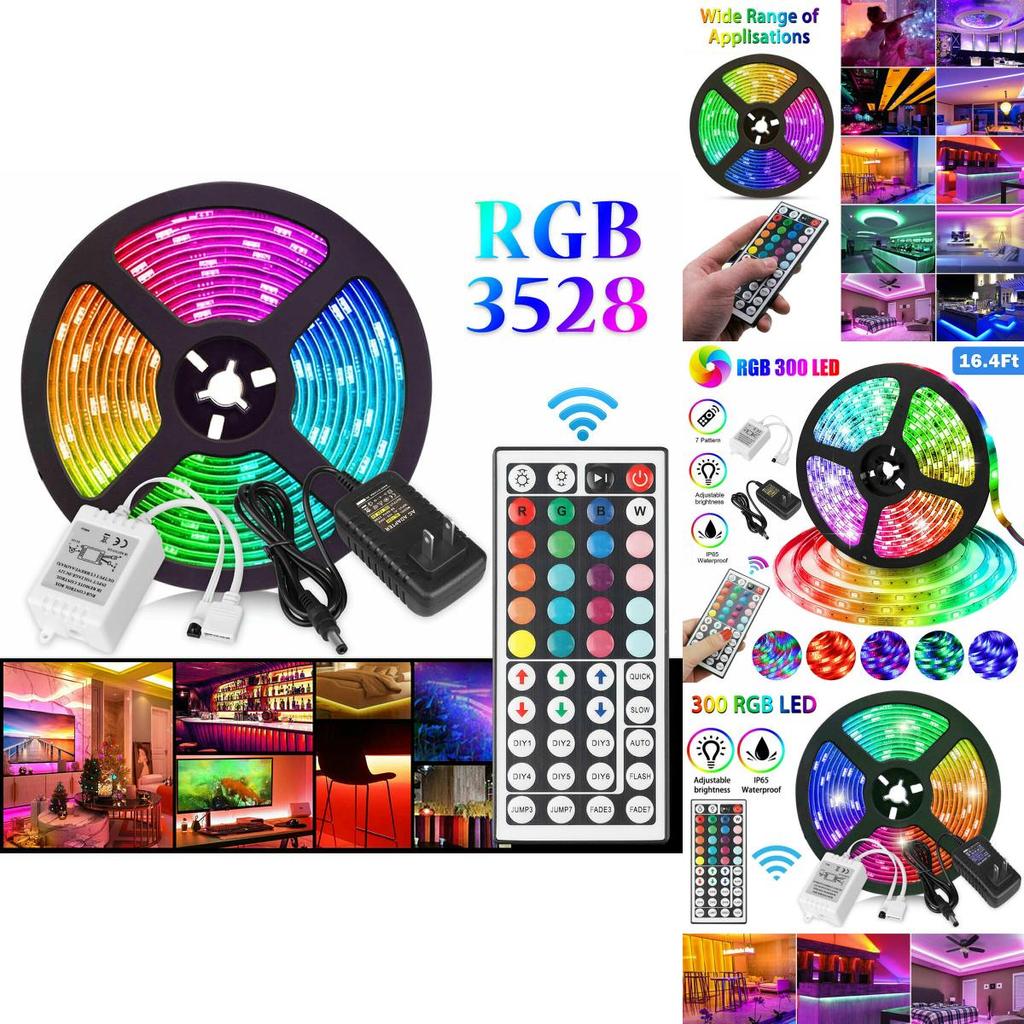 RGB 5/10m Wasserdicht 3528 SMD 300/600 LED Flexibles Lichtband Mit Fernbedienung**