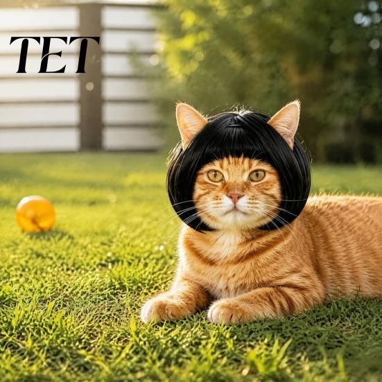 Pet Wig for Cats Dogs Funny Dog Small Medium Large Dogs, Gift Lovers Costume with Adjustable Elastic Band Cosplay, Halloween, Christmas, Parties
