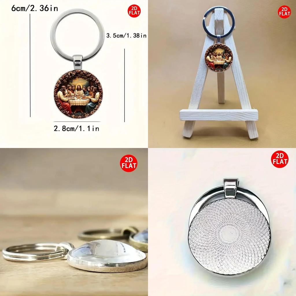 Jesus Letztes Abendmahl Glasanhänger Schlüsselanhänger Mit Modernem Minimalistischem Design Für Religiöses Geschenk