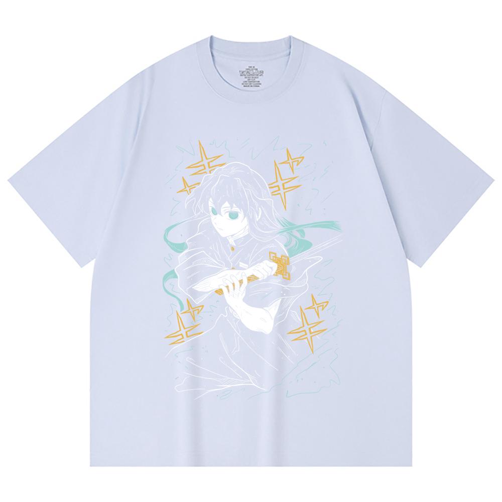 230 g/m² 100% Baumwolle Demon Slayer V46 Tokito Aufdruck Unisex Schweres Baumwoll-T-Shirt