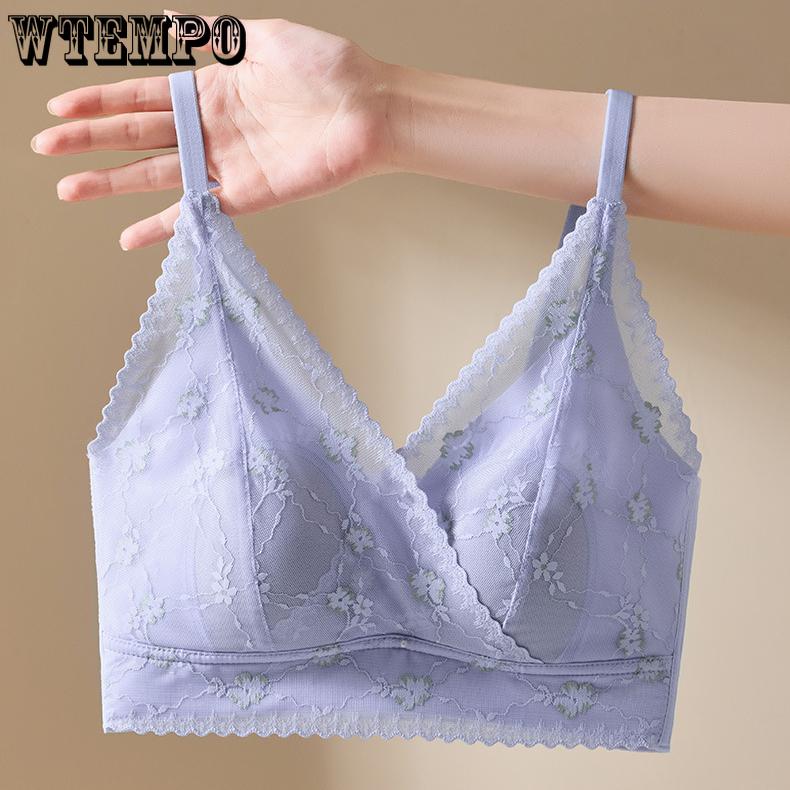 

Summer Lace Bra Women s Suspender Bra Gathering Thin Anti Sagging Sexy Back Bra Vest 34/75A чорний