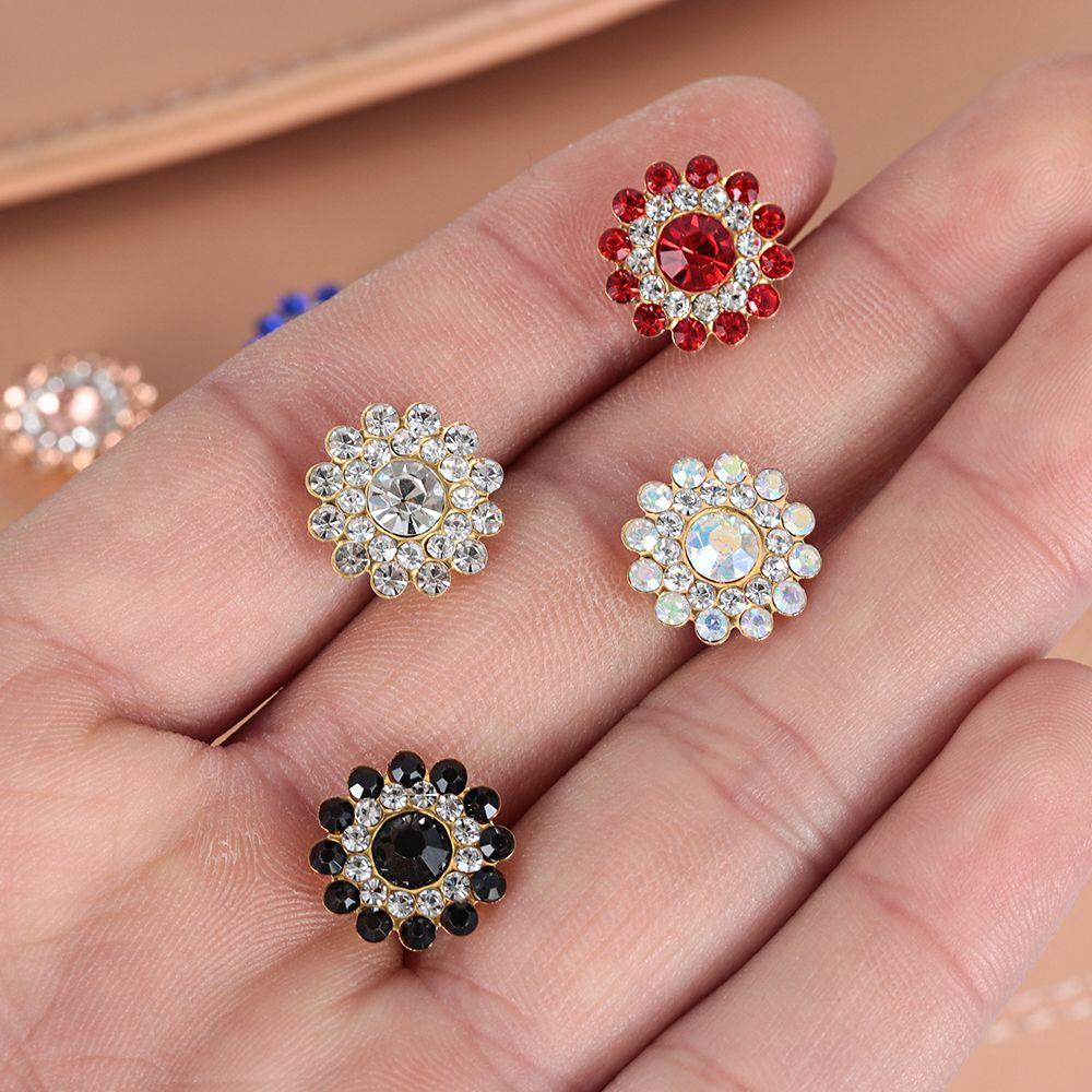 10PCS 14mm Craft Sparkling Flower-shaped Crystal Glass Stone Clothes Decoration Hat Accessories Rhinestone Buttons