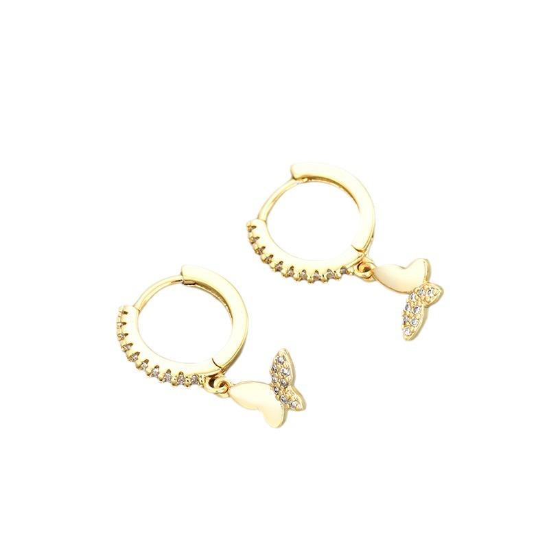 Asymmetric Rhinestone Butterfly Huggie Earrings For Women Minimalist Chic Trendy Small Hoop Earrings Fashion Jewelry Gift