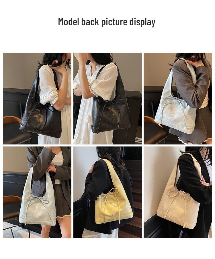 Koreanische, stylische Handtasche mit großem Fassungsvermögen und Schleifenverschluss – trendiges Design für Damen