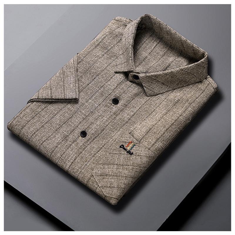 Summer Short-sleeved Slim-fit Shirt Men's Cotton and Linen Non-iron Business T-shirt Men