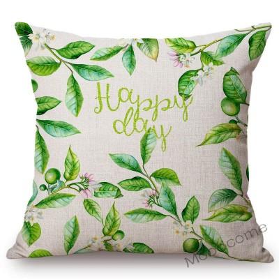 Watercolor Summer Garden Sunflower Pomegranate Flower Blossom Leaves Home Decorative Throw Pillow Case Linen Cushion Cover Case