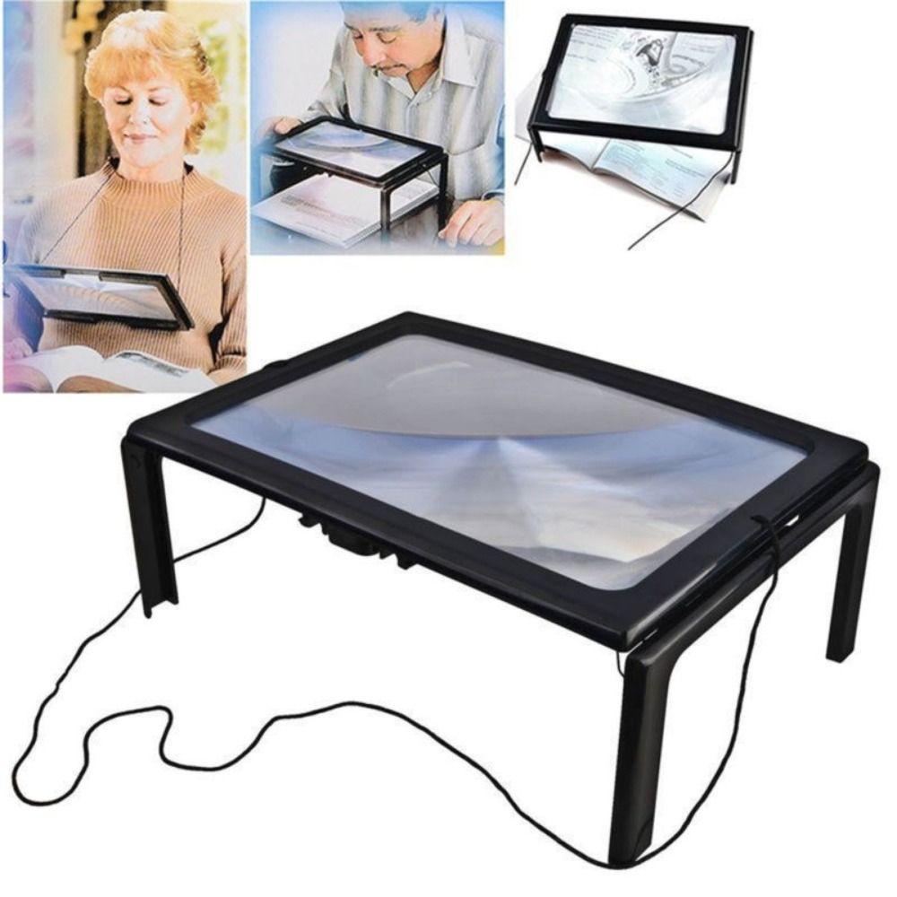 

4 LED Light Desktop Magnifying Glass Portable a4 LED Magnifying Glass Reading Book 3X