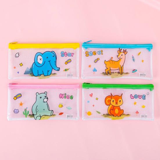 Clear Mesh Pencil Case with Zipper Large Capacity Transparent Stationery Bag for Students Exam Compliant Portable Multi-Purpose Makeup Travel