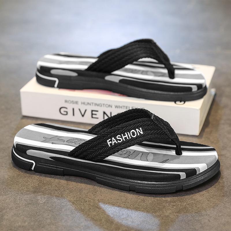 

Flip flops men s pinch feet home indoor slippers beach Korean high-end flip flops Flip flops 39 чорний колір сірий