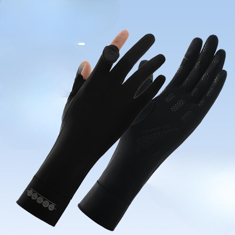 Summer Women's UV Protection Finger Exposed Extended Ice Silk Sleeve Gloves for Driving  Cycling Sports  Takeout  Anti Slip and Sun Protection