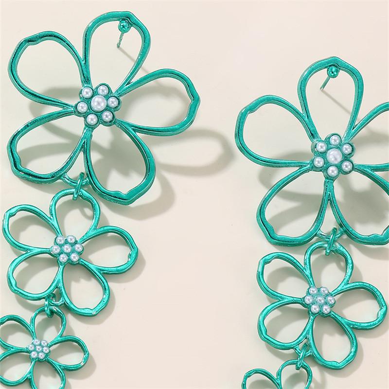 Retro Metal Floral Earrings With Butterfly Bow Design For Women