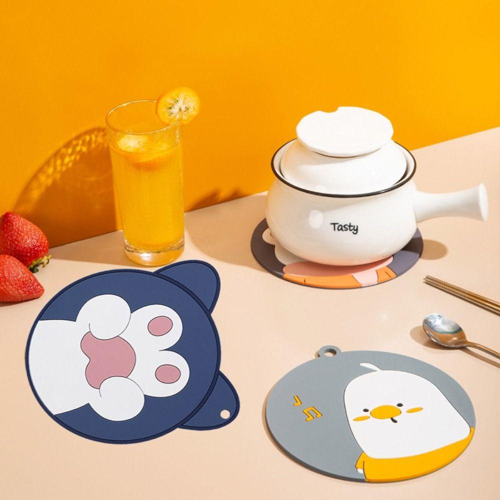 

Cartoon Bowl Mat Plastic Coaster Easy To Wash Placemat Restaurants style A