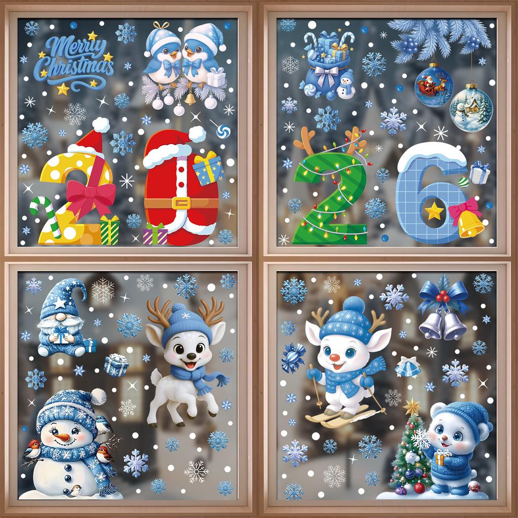 Christmas decorations creative gingerbread man static stickers shopping mall window scene layout Santa Claus glass stickers