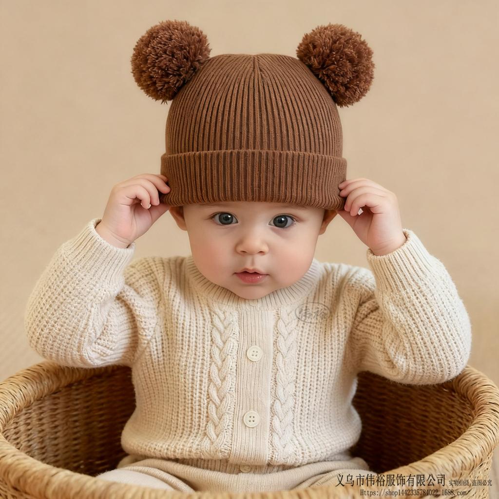 Kids Winter Warm Knitted Set Pom‑pom Hat Scarf Gloves 3‑Pcs Set Or Single Beanie Hat Windproof Ear Protection For Boys Girls Cold Weather Outdoor