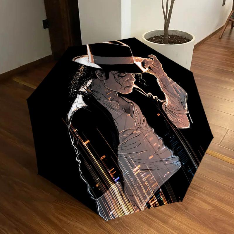 1pc Michael Jackson Automatic Folding Umbrella, Portable Collapsible Design, Casual Outdoor Accessory L1202007