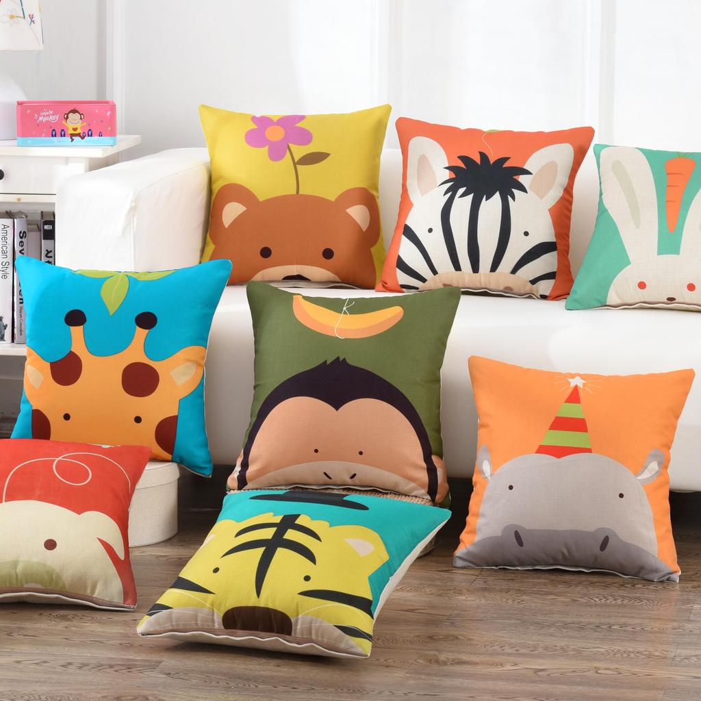 YunJeude Cushion Set of Stylish Linen Cushion Covers with Cute Animal and Other Natural and Modern Zipper Suitable for Home Car and Room Suitable for