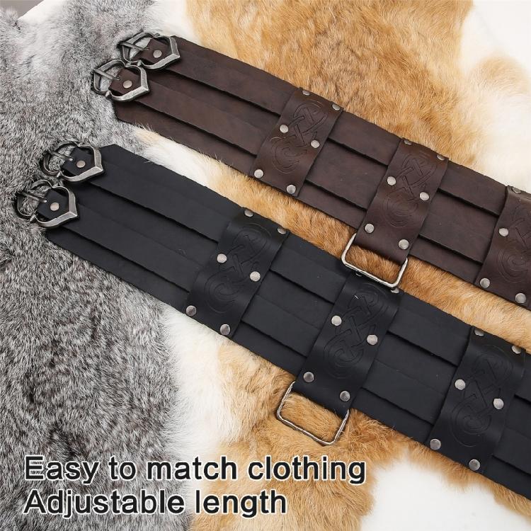 Brown Embossed Belt Medieval Belt Cosplay for Dressing Up Medieval Supplies