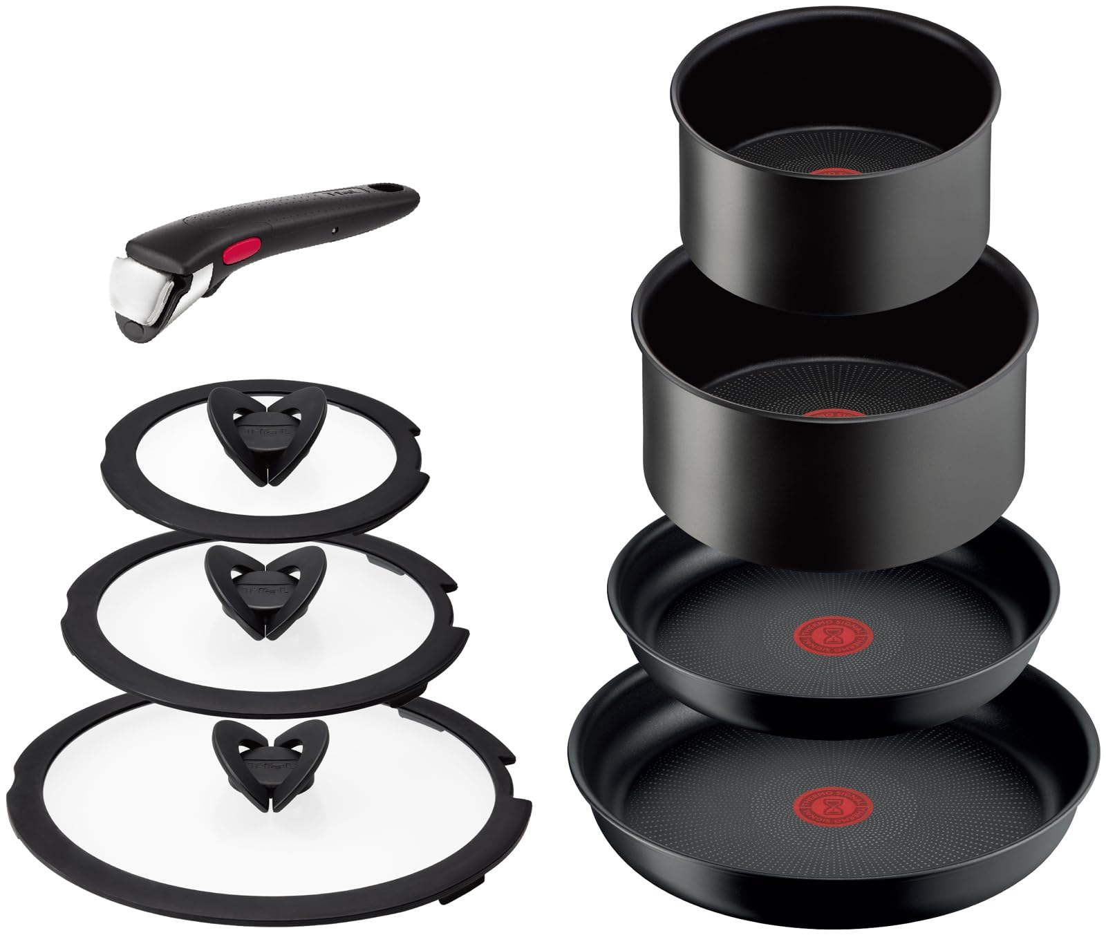 

Removable Handle Pot and Frying Pan Induction and Gas Free of PFOA and Other Harmful Charcoal L77298 [Online Exclusive] T-fal 8-Piece Set, Compatible, серый