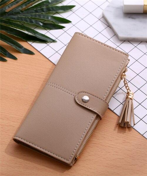 Новые модные женские длинные короткие кошельки из искусственной кожи кошельки с кисточками на молнии клатч с держателем для карт кошелек женские сумки 859₽