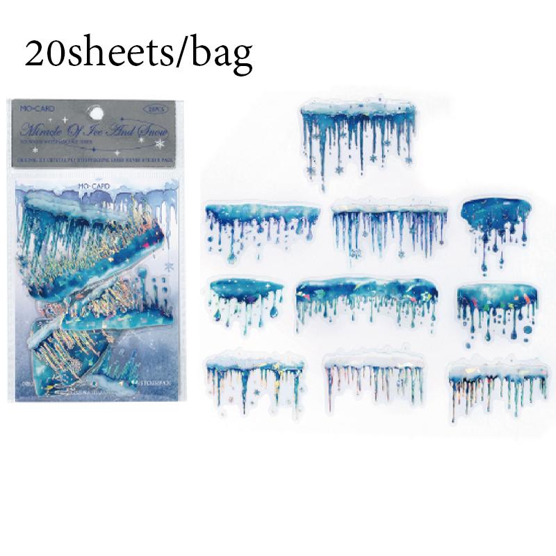 

Sticker Pack 20sheets/bag Ice Crystal PET Three-Dimensional Laser Silver Stickers Scrapbook DIY Handbook Mobile Phone Case