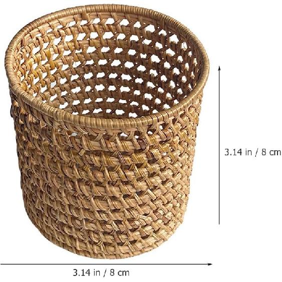 

Amosfun Плетеный ротанговый стакан для карандашей, органайзер для кистей для макияжа, подставка, органайзер для хранения на столе из лозы для дома и офиса, 3 x 3 x 3 дюйма