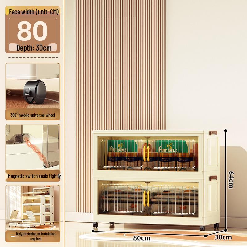 70-90cm No-Install Folding Storage Cabinet for Home, Living Room, Bedroom, Multi-layer Wardrobe, Sundries Organizer.