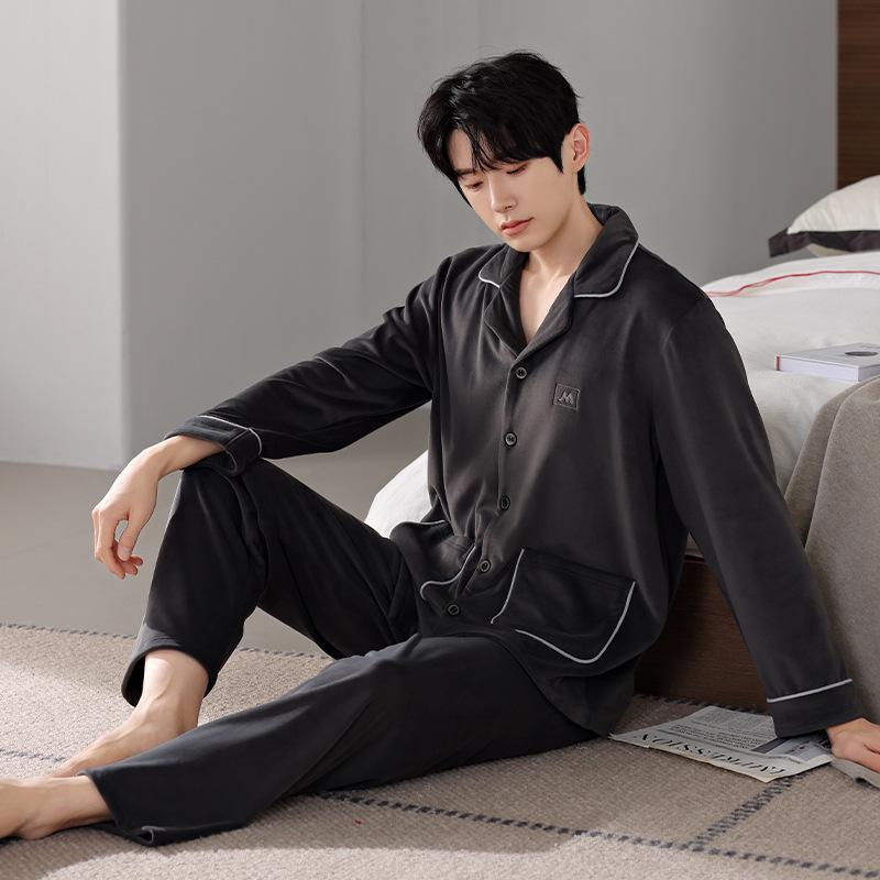 

Pajamas Men S Autumn And Winter 2024 Thickened Fleece Coral Fleece Men Can Wear Island Fleece Loungewear In Winter L