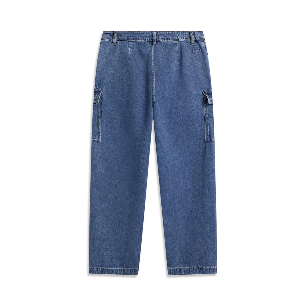 Li Ning Sports Lifestyle Serie Lässige Einfache Unifarbene Weite Jeans Damen Unterteile Hellblau AJQV006-1