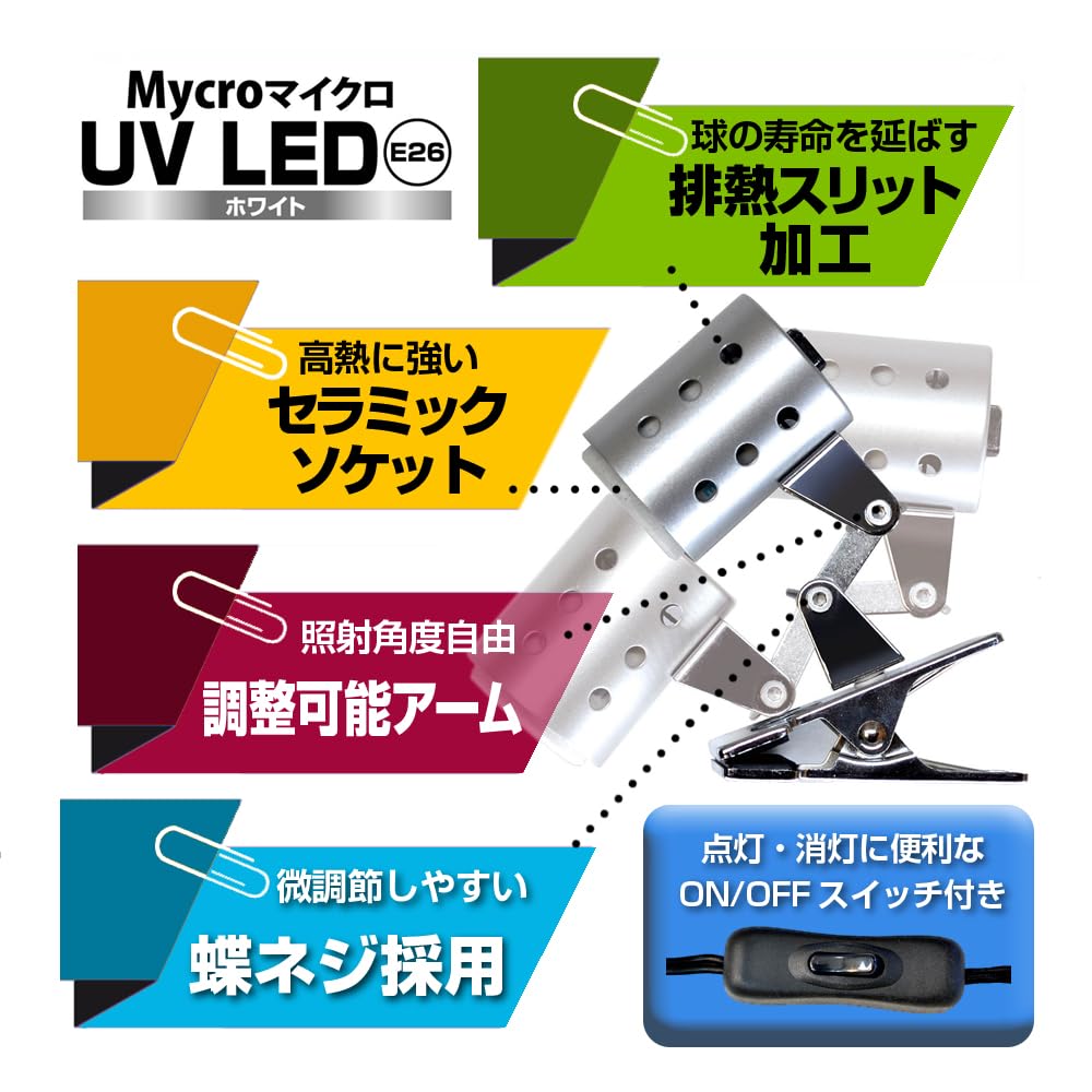 Zensui Micro UV LED E26 White Strong Stand Light Set  LED UV Light for ReptilesAmphibians