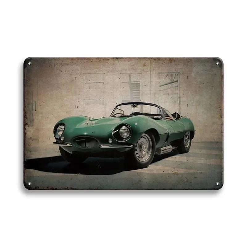 Vintage Fahrzeug Metallblechschild Plakette Retro Blechmalerei Rennwagen Poster Wandkunst Aufkleber Heimbar Garage Dekoratives Plat