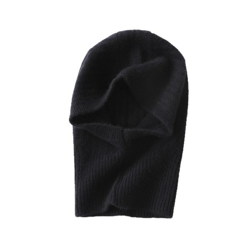 First-line ready-to-wear% pure cashmere Farak hat women's solid color twisted flower hooded thermal ear protection wool hat