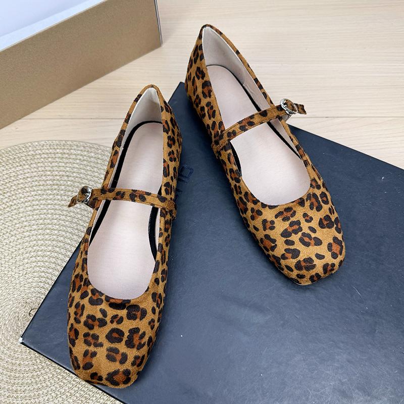 Fashion Flat Shoes for Women 2025 Square Toe Shallow Mouth Suede New Mary Jane Shoes Large Size Women's Shoes 42 43 44 Zapatos