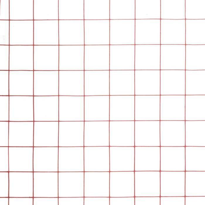 VidaXL Metal Mesh Steel PVC Coating 25x0.5 M Square Red Garden Fence 143674