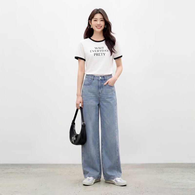 Women's High-Waisted Wide-Leg Denim Trousers