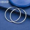 925 Sterling Silver Wedding Gift 35/50mm Circle Pierced Earrings Charming Jewelry