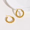 Gold Twist Hoop Earrings - Stainless Steel, Simple Ins Fashion, Titanium Steel Jewelry, EH-485.