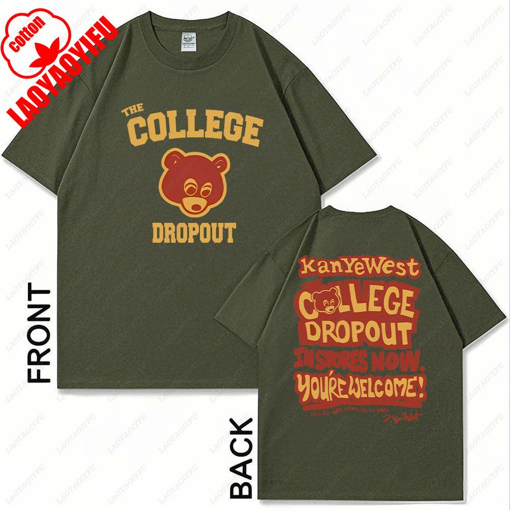 Kanye West Best Famous The College Dropout Graphics T Shirt Men Women's Hip Hop Rap Vintage Tshirt Male Casual T-Shirt Topss