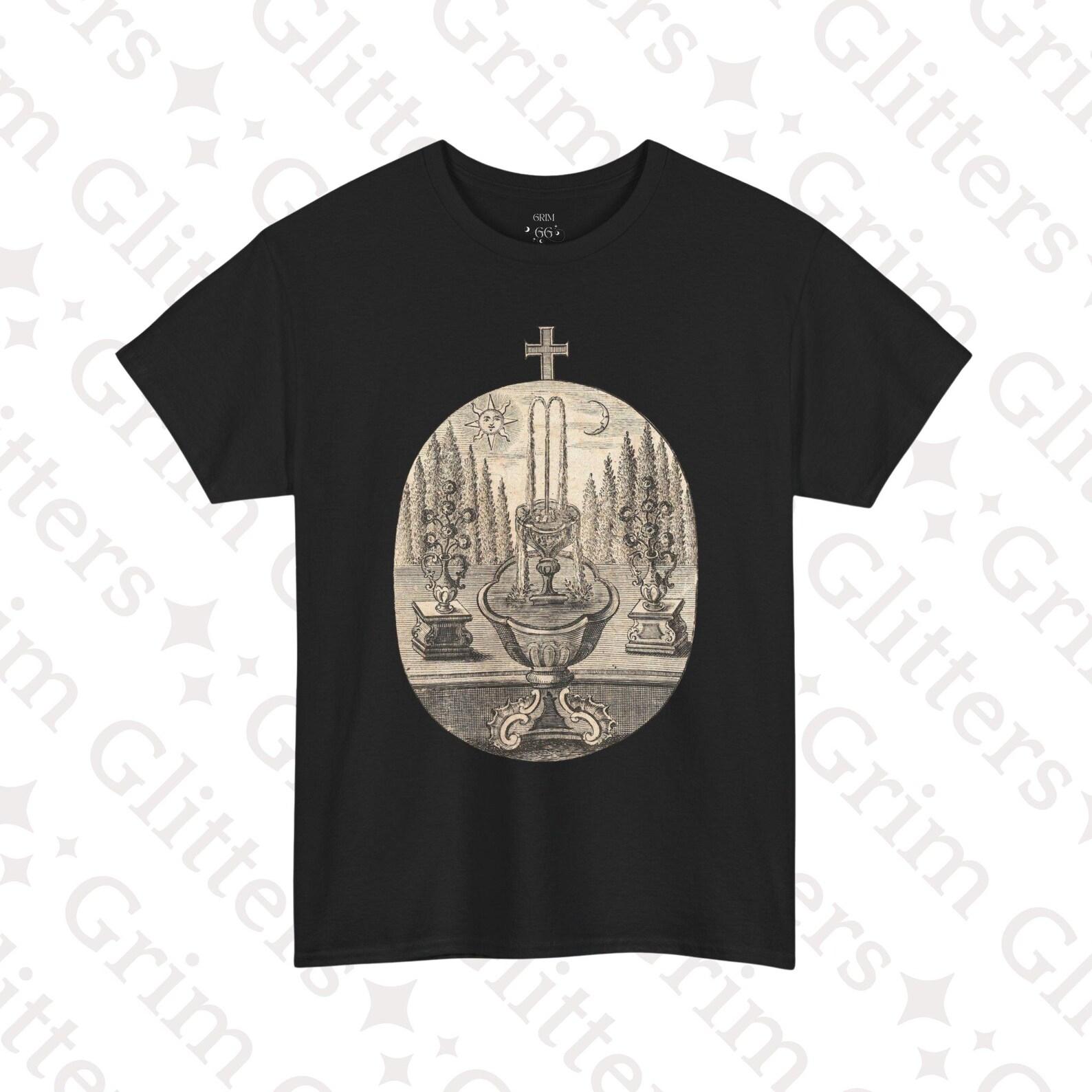 Alchemical Fountain T-Shirt: Sun & Moon Hermaphrodite Emblem (1752) M