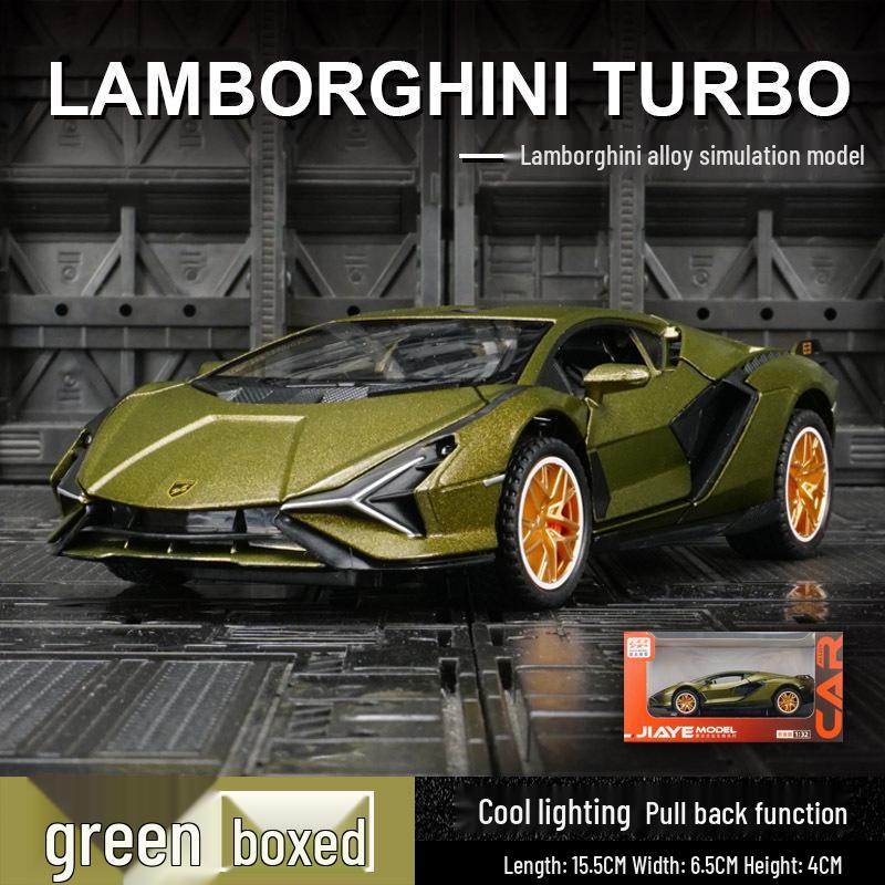 

Jiaye VB32613 Модель литого автомобиля Lamborghini Sian с инерционным механизмом, звуком и светом зелёный