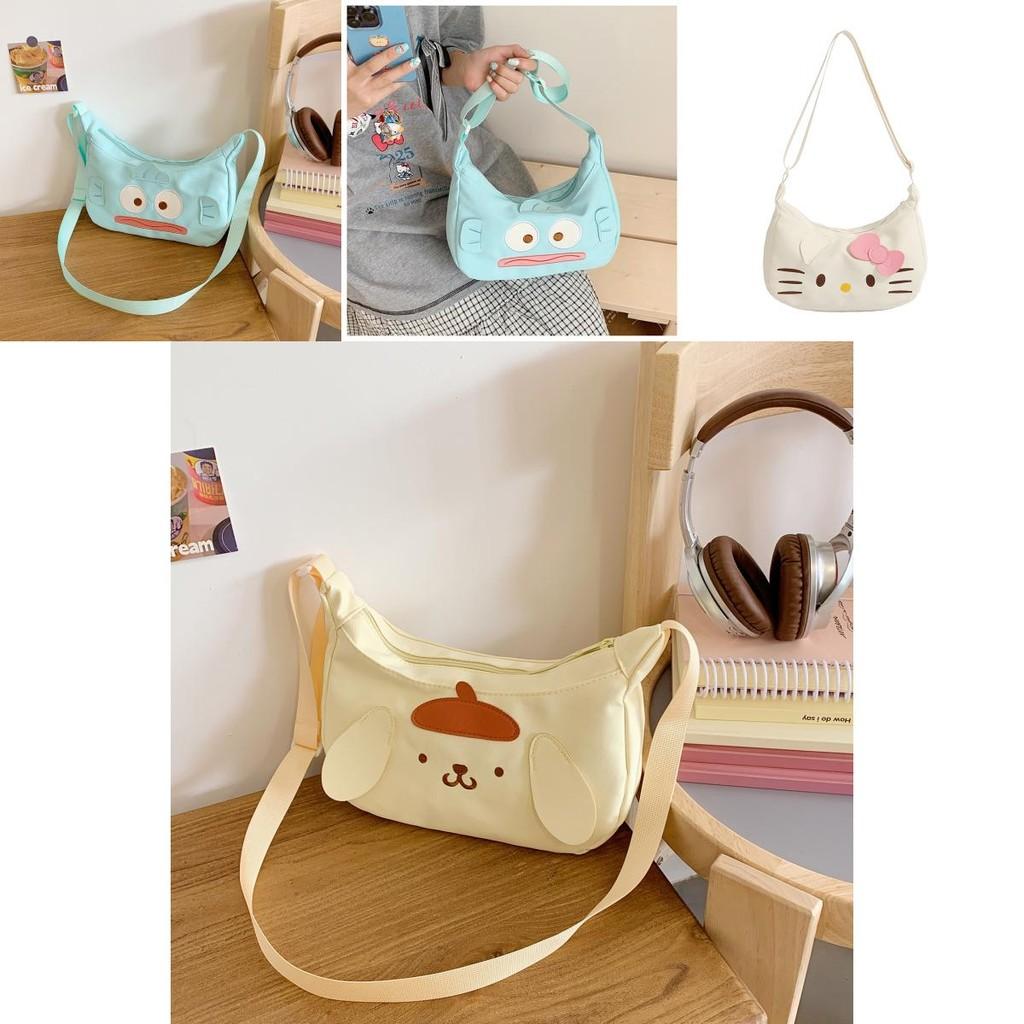 Hello Kitty Cute Cartoon Nylon Crossbody Bag With Printed Design For School And Outings