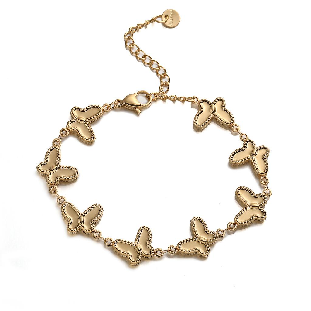 Wholesale Non-Fading Gold Color 316L Stainless Steel Heart Charm Bracelet For Women Casual Daily Jewelry