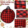 2pcs Christmas Wreath Storage Bag Plaid Holder Zippered Wreath Storage Box with Handle/ Holiday Garland Wreath Storage Container
