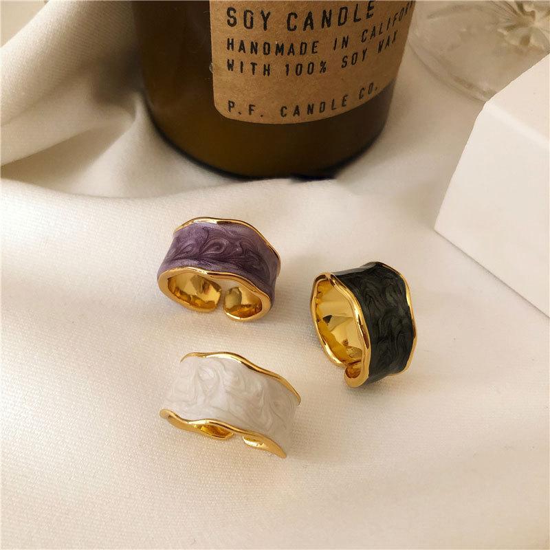 S925 Korean Fashion Enamel Drip Glaze Ring - Cool Style for Women & Students