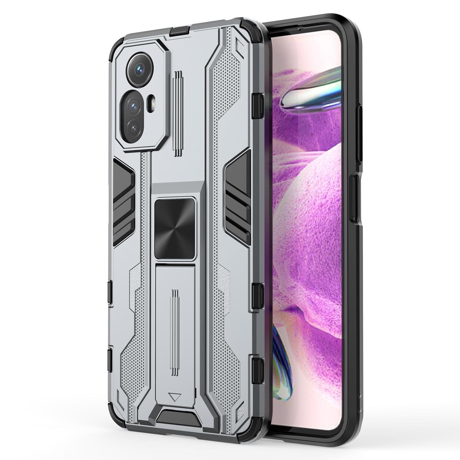 

For Xiaomi Redmi Note 12S 4G Phone Case Anti-Drop Protective Cover Kickstand Hard PC+Soft TPU Phone Case Grey