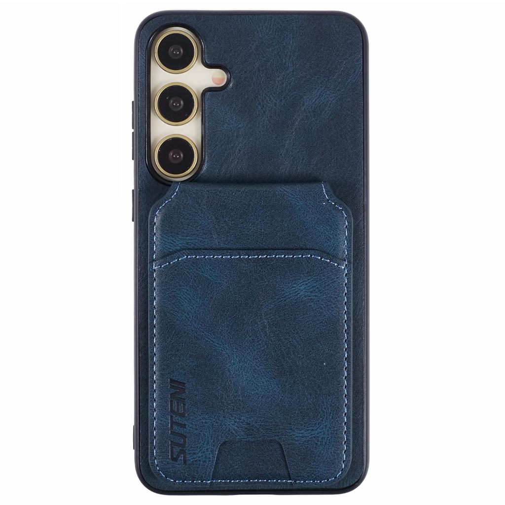 For Samsung Galaxy S24+ Case Waxy Texture Leather+TPU Card Slots Kickstand Phone Cover