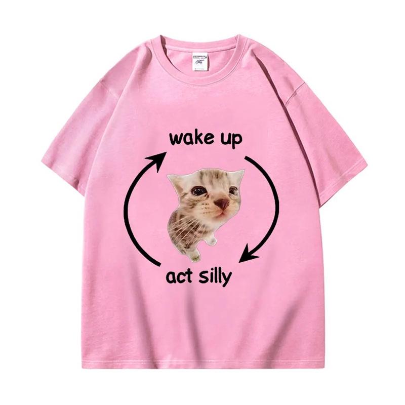 Wake Up & Act Silly: Crying Banana Cat Meme T-shirt