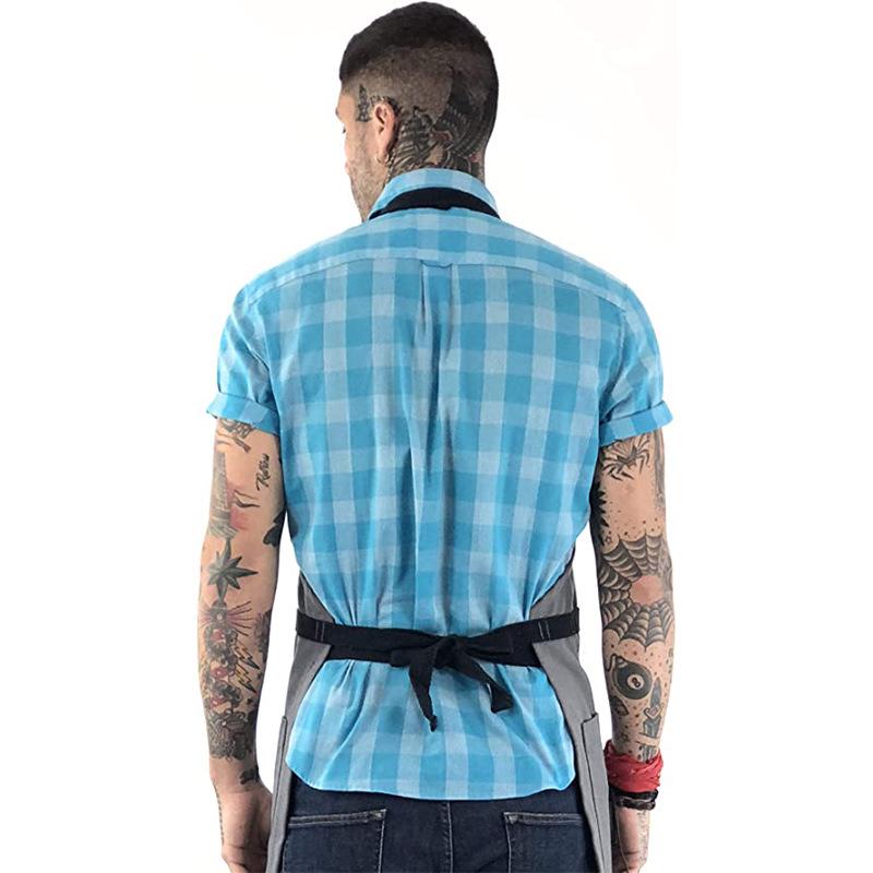 Custom Logo Waterproof Multi-Pocket Canvas Apron for BBQ, Restaurant, and Hairdresser Use