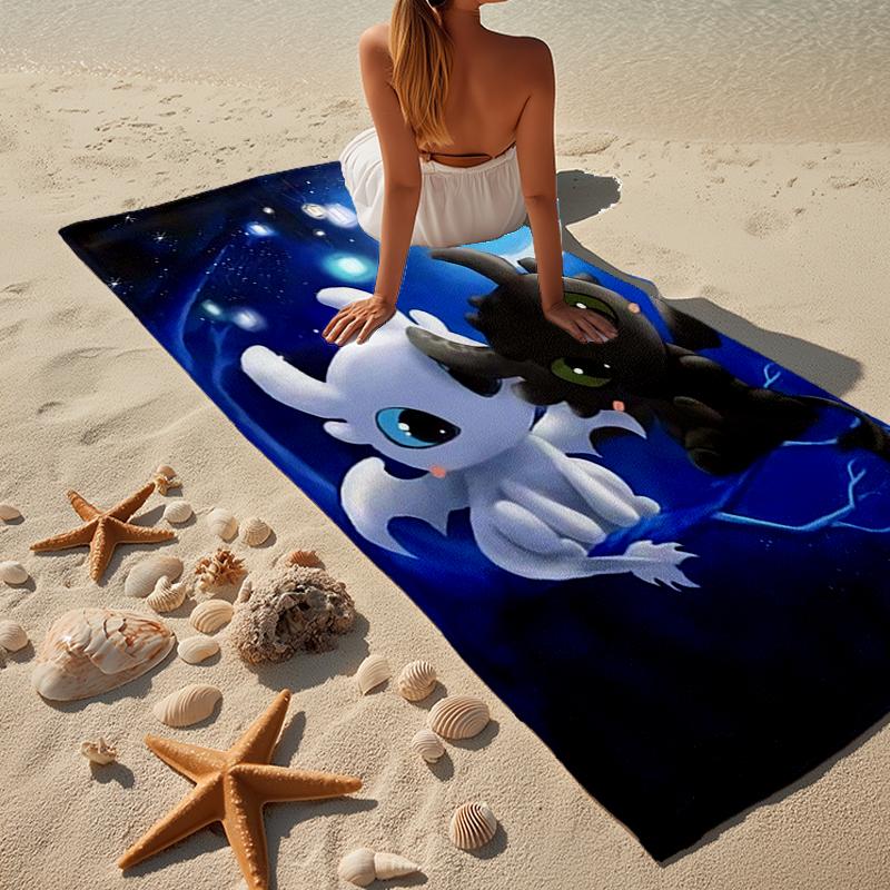 Dragon's Glimmering Fish Beach Towel, Super Soft Microfiber, Gift for Her/Him, Birthday, for Pool, Beach, Travel, Home Decor Fan gifts