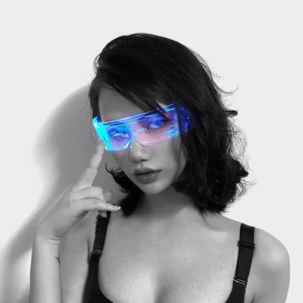 Świecące okulary przeciwsłoneczne LED Gogle Cyberpunkowe Modne na imprezę Świąteczną Kolorowe Świecące Okulary Klosz UV400