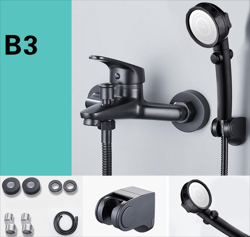 Bathtub Faucet Black Shower Faucet Mixing Valve Side-opening Triple Faucet Hot and Cold Mixer Faucet Bathroom Accessories